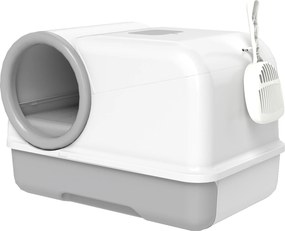 PawHut Caixa de areia fechada XL em PP, casa de banho para gato grande, com tampa e pá 59 x 39,5 x 39,5 cm cinza claro | Aosom Portugal