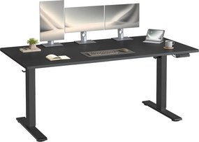 Secretária elétrica com regulação elétrica da altura, 160 x 80 x (72-120) cm, com porta USB-C Preto