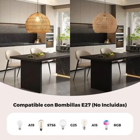Candeeiro Teto esférico suspensa fácil de instalar, lâmpada incluída, para sala de jantar, sala de estar, quarto... 43 x 34 cm, cor castanho café