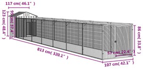 Casota para cães com telhado aço galvanizado cinzento-claro