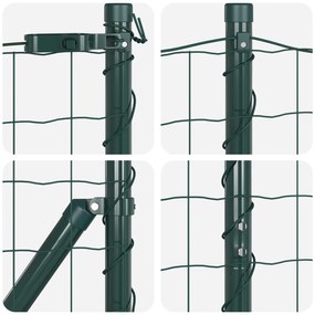 Cerca Euro com 7 Postes Flangeados 1,5x10 m Aço Galvanizado