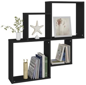 Estante de parede cúbica 80x15x78,5 cm deriv. de madeira preto
