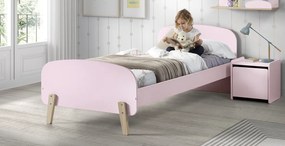 Conjunto cama infantil KIDDY (90x200) + Estrado + mesa de cabeceira Rosa