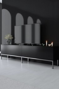 Conjunto de Mobiliário de Sala Lord – Preto e Prateado – TV Stand: 180