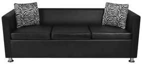 Conjunto sofás de 2 e 3 lugares + poltrona couro artific. preto