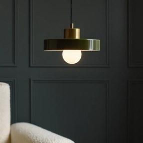 Candeeiro suspenso retro dourado com vidro verde - Jina