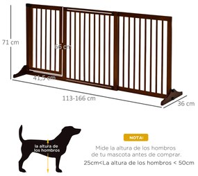 Barreira de Segurança Extensível 3 Peças com Estrutura de Madeira e Suporte de Pé 113-166x36x71 cm Castanho