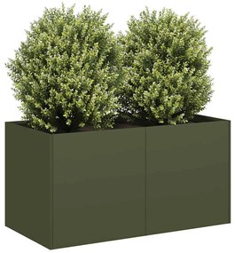 vidaXL Vaso floreira 80x40x40 cm aço laminado a frio verde