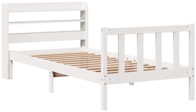 Cama sem colchão 100x200 cm madeira de pinho maciça branco