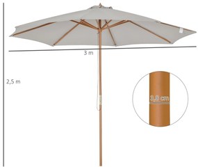 Chapéu de Sol de Jardim Ø300x250cm com Sistema de Polia Teto Ventilado