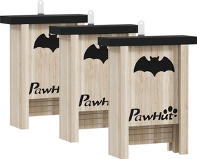 PawHut Conjunto de 3 Refúgios para Morcegos Caixas de Madeira para Exterior, Jardim ou Horta Fácil de Pendurar 18x6x22,5 cm | Aosom Portugal