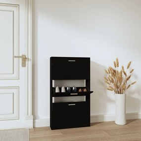 vidaXL Sapateira 59x17x108 cm derivados de madeira preto