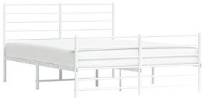 Estrutura de cama com cabeceira e pés 120x200 cm metal branco