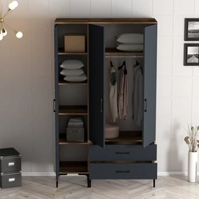 Guarda-roupa Kumsal PT – Nogueira/Antracite – 120x47,5x201,4 cm