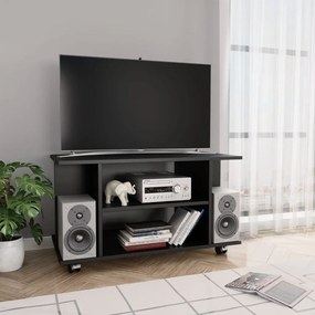 Móvel de TV com rodas 80x40x45 cm deriv.madeira preto