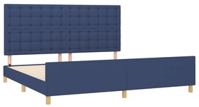 Estrutura de cama sem colchão 200x200 cm tecido azul