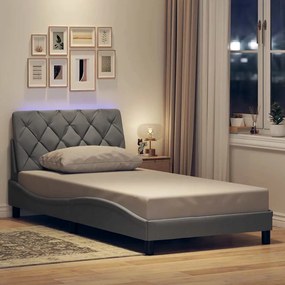 vidaXL Estrutura de cama com LED sem colchão 100x200 cm tecido