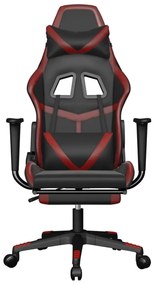 Cadeira gaming massagem + apoio couro art. preto/vermelho tinto