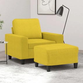 Poltrona com apoio de pés 60 cm tecido amarelo-claro