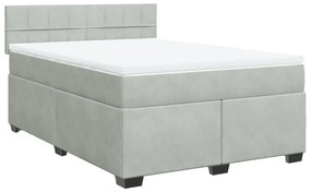 Cama com molas/colchão 160x200 cm veludo cinzento-claro