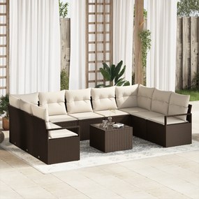 Conjunto de Sofá de Jardim de 9 Peças vidaXL com Almofadas Rattan Poli