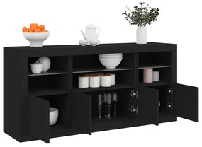 Aparador com luzes LED 142,5x37x67 cm preto