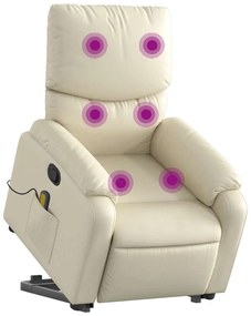 Poltrona reclinável de massagens couro artificial cor creme