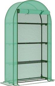Outsunny Estufa Pequena com 4 Prateleiras Porta Enrolável Cobertura de PE e Estrutura de Aço para Cultivos 105x45x160 cm Verde | Aosom Portugal