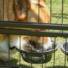 PawHut Parque para Cães com Toldo Suporte Giratório 2 Tigelas Incluída