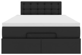 Estrutura de cama otomana com colchão 120x200 cm preta