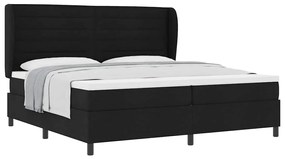 Cama Box com colchão preto de 200 x 200 cm, tecido.