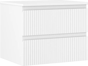 Mexen Rivel armário de casa de banho sob o lavatório 60 cm com tampo, 2 gavetas, ranhurado, branco mate - 91A20-06047-2-BFFC01