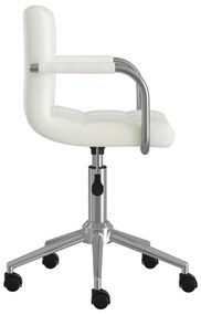 Cadeira de jantar giratória couro artificial branco