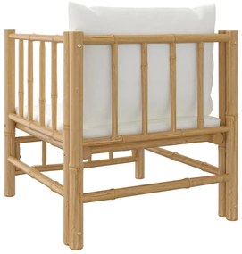 Sofá de jardim bambu com almofadões branco nata