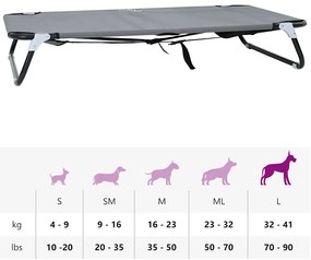 Cama de Cão Dobrável Cinza Claro Estrutura de Metal, Cama de Tecido