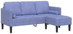 Conjunto de Sofá de 2 Peças com Almofadas Azul Jeans Tecido