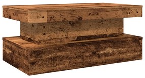 Mesa de centro com luzes LED 90x50x40 cm madeira velha