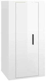 3 pcs conjunto móveis de TV madeira processada branco brilhante