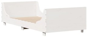 Cama sem colchão 90x200 cm madeira de pinho maciça branco