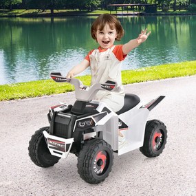 Moto 4 Elétrica para Crianças com Bateria de 6V - Controlo Remoto - Assento - Interruptor para a Frente e para Trás Branca