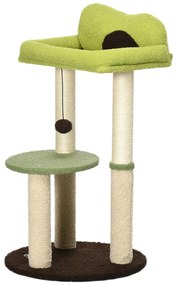 PawHut Árvore Arranhador para Gatos com Cama em Forma de Abacate Plataforma Postes de Sisal e Bola Suspensa Ø44x83cm Verde