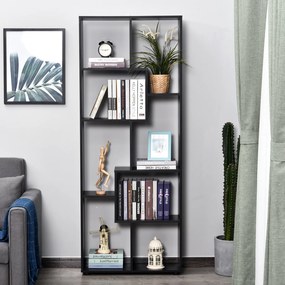 Estante Moderna Biblioteca Estreita com 8 Prateleiras para Sala Quarto e Escritório 70x24x178 cm Preto