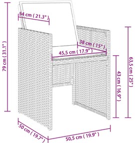 7 pcs conjunto de jantar p/ jardim com almofadões vime PE bege