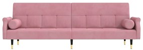 Sofá-cama com almofadões veludo rosa