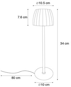 LED Candeeiro de mesa moderno preto regulável em 3 níveis recarregável - Dolce Moderno