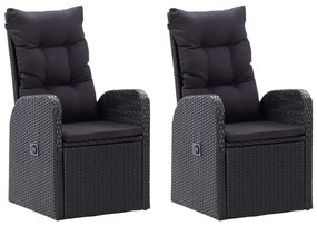 7 pcs conjunto de jantar para jardim com almofadões preto