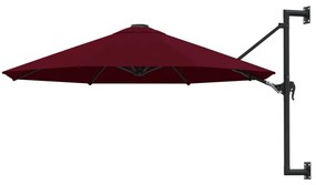 vidaXL Guarda-sol de montar na parede com mastro metálico 300 cm bordô