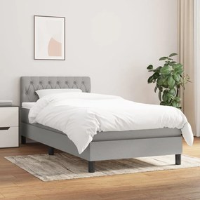 vidaXL Cama com molas/colchão 90x190 cm tecido cinzento-claro
