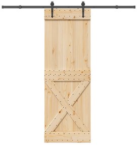 VidaXL Porta de correr com ferragens 80x210 cm madeira de pinho maciça