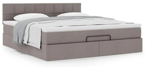 Estrutura de cama otomana com colchão tecido cinzento 160x200cm